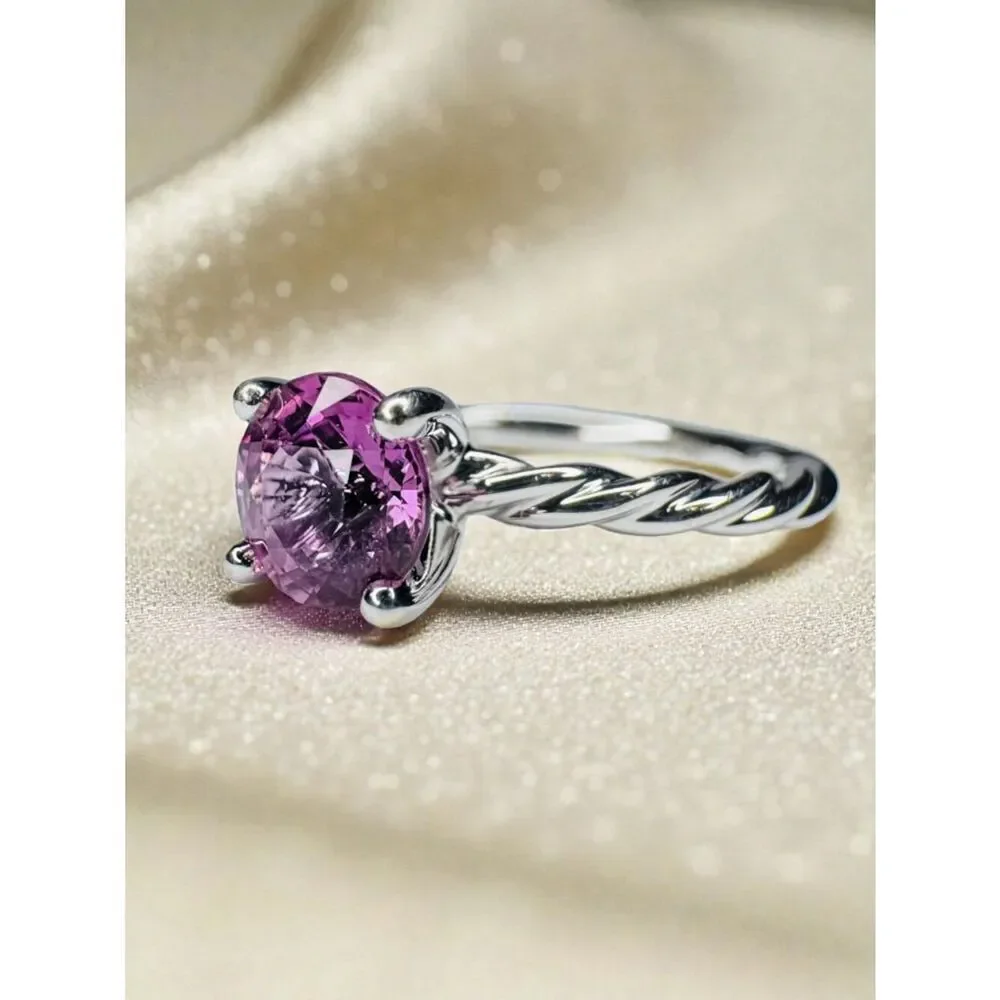 James Allen 14K Gold Natural Pink Sapphire Diamond Engagement Ring Size 6